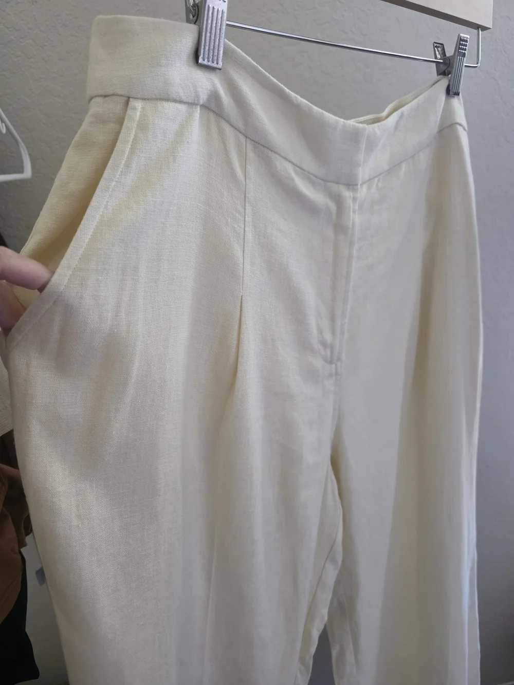 Parker Cream Wide-Leg Trousers Linen Pans Palazzo Classic